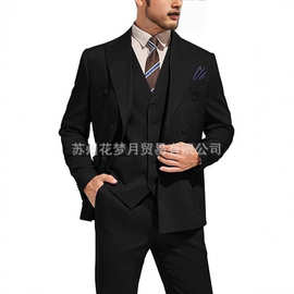 2025新款大码西装男套装双排扣新郎结婚礼服