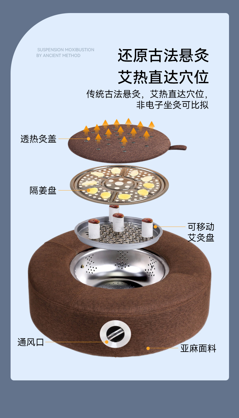 Solid Wood Moxa Cushion Moxibustion Seat with Temperature Control for Traditional Warm Moxa Therapy in use