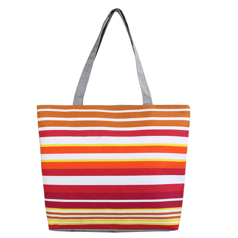225g Weight Polyester Lining Material Zipper Closure Type Double Shoulder Straps Strap Type Canvas Bag Bags Type Casual, Daily Occasion Canvas Material Rainbow Pattern All Seasons Season Women's Gender Basic, Classic Style Style Medium Size Women's Medium Canvas Rainbow Basic Classic Style Zipper Canvas Bag 4