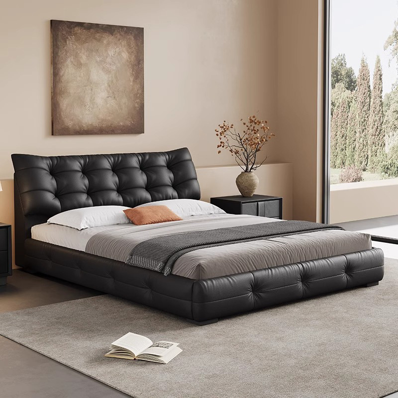 Italian Minimalist Leather Big Black Bear Bed Master Bedroom High-end Atmospheric New Wedding Bed Bedroom Double Bed Soft Bag Big Bed Italian Minimalist Leather Big Black Bear Bed Master Bedroom High-end Atmospheric New Wedding Bed Bedroom Double Bed Soft Bag Big Bed