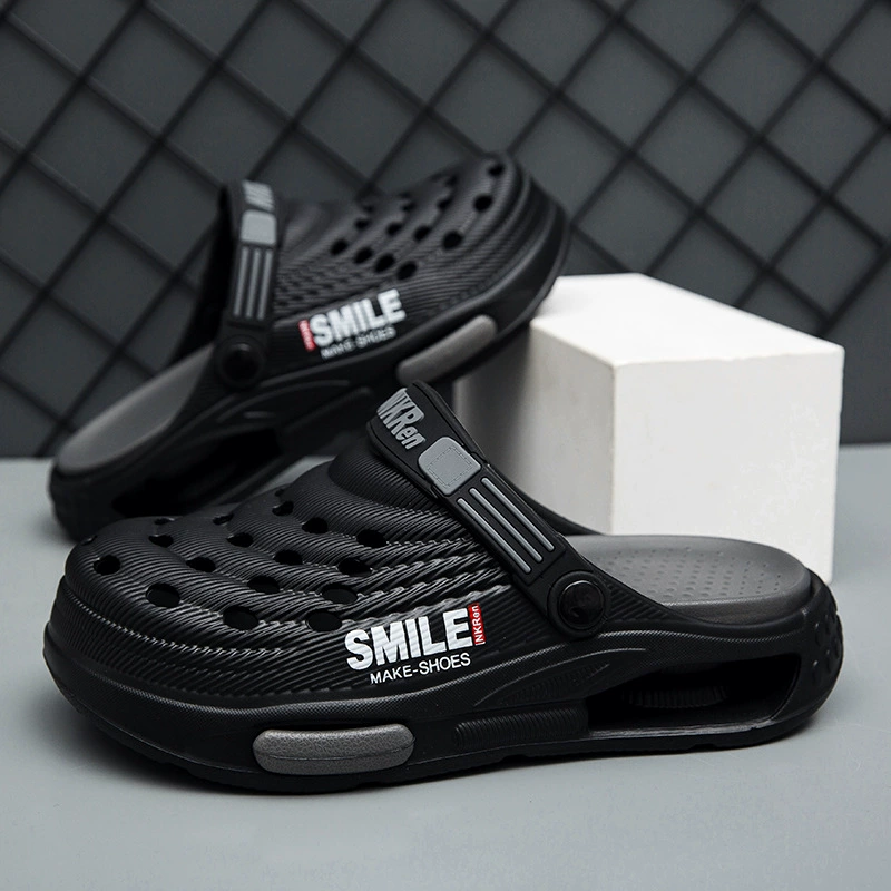 Мужские летние уличные сабо на толстой подошве, удобные спортивные тапочки, мужские модные пляжные сандалии большого размера 46 с закрытым носком.