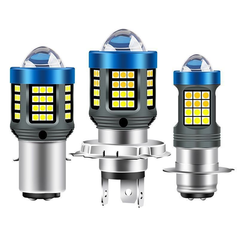 New cross-border in-stock LED motorcycle headlight H4 BA20D P15D dual-color white and yellow ultra-bright front headlight lens