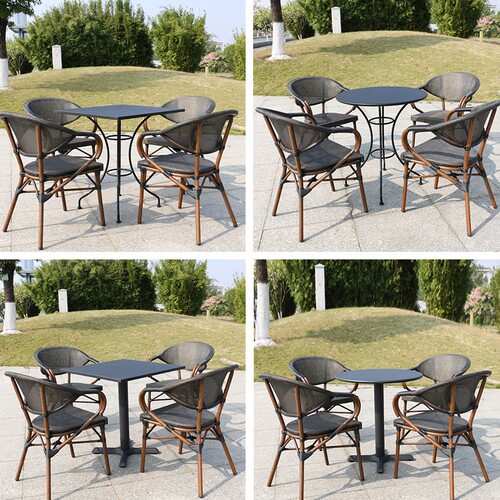 Outdoor table and chair set, patio balcony rattan chair three-piece combination, Buck outdoor milk tea shop outdoor cafe leisure chair