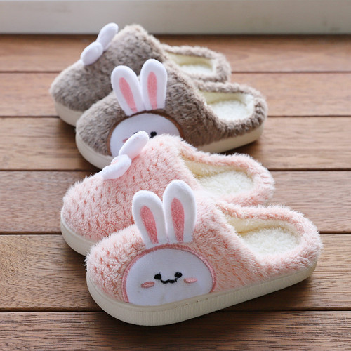Cixi Younuo Shoes  New Children's Cotton Slippers Cute Cartoon Bunny Middle Children Slippers Children's Home Shoes