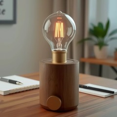 USB-typec 充電式ランプホルダーは 5V 電球 E27 ネジクルミカラーオークスタイルの家庭用装飾用品に適しています