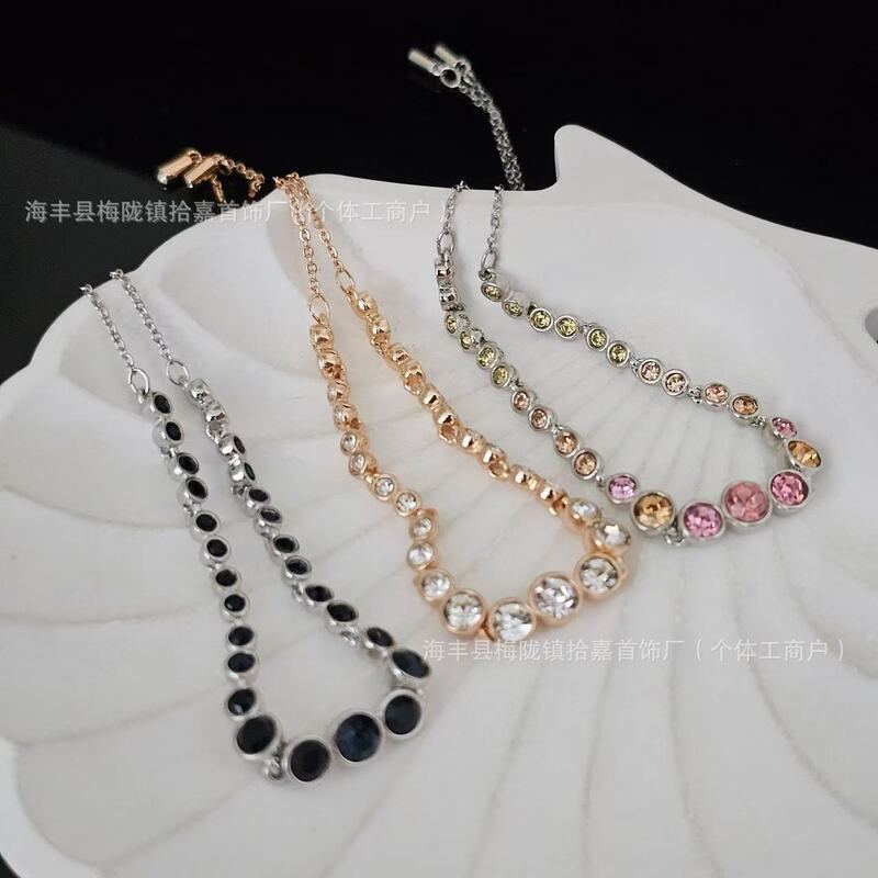 施家Emily圆形满钻彩色水晶手链蓝色时尚简约流行轻奢跨境饰品|undefined