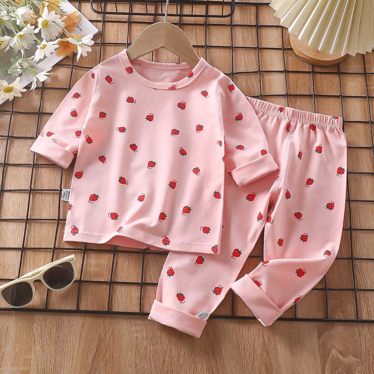 Pajamas infantiles primavera lica algodón ropa interior bebé ropa doméstica para niños niñas chaqueta de otoño pantalones de otoño ropa infantil al por mayor
