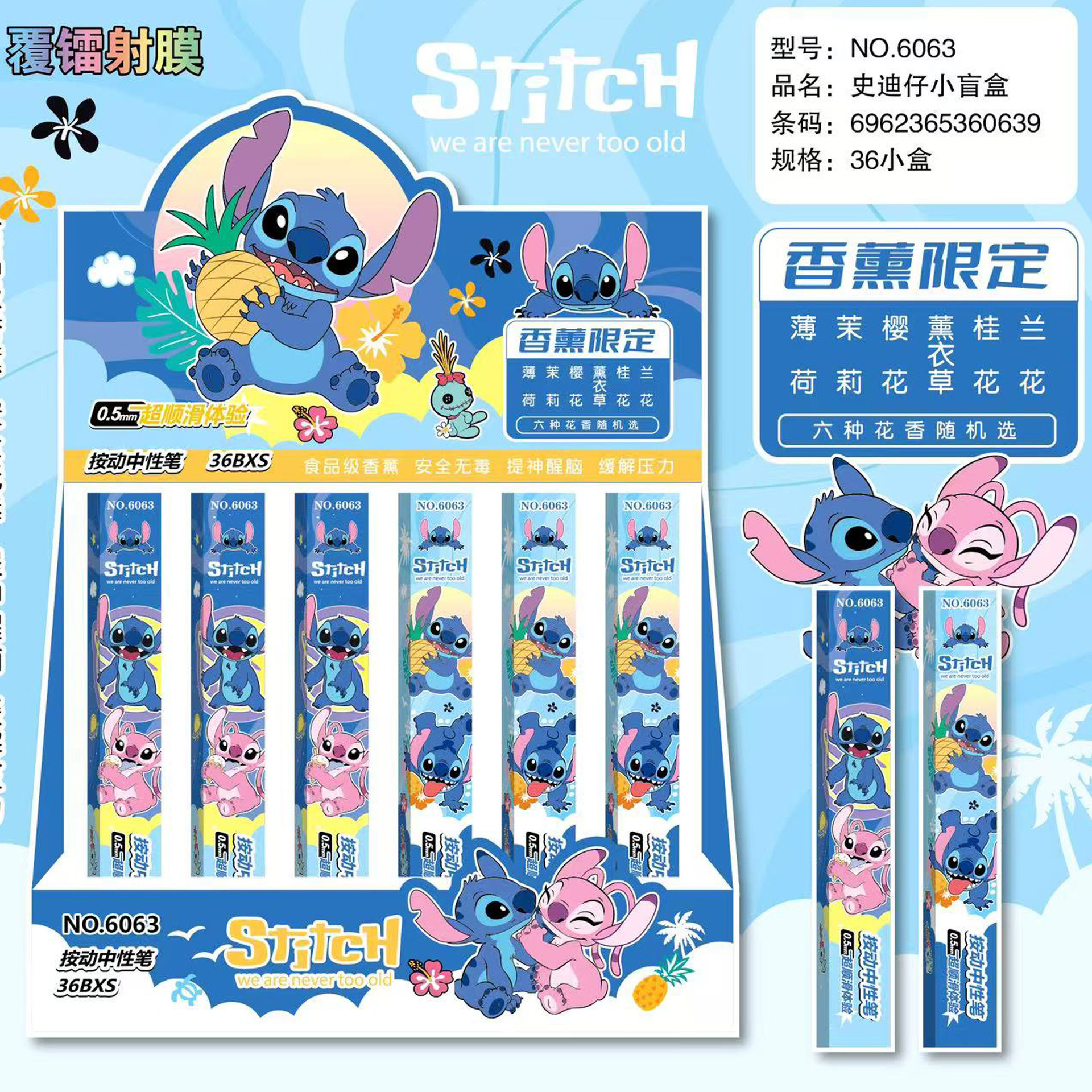6063 스티치 블라인드 박스 펜 [36개/박스]