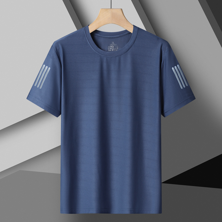 Ropa de secado rápido para hombres de manga corta de seda de hielo de verano extra grande, deportes y ocio, ropa de secado rápido para exteriores de gran tamaño transpirable, media manga para hombres image 12