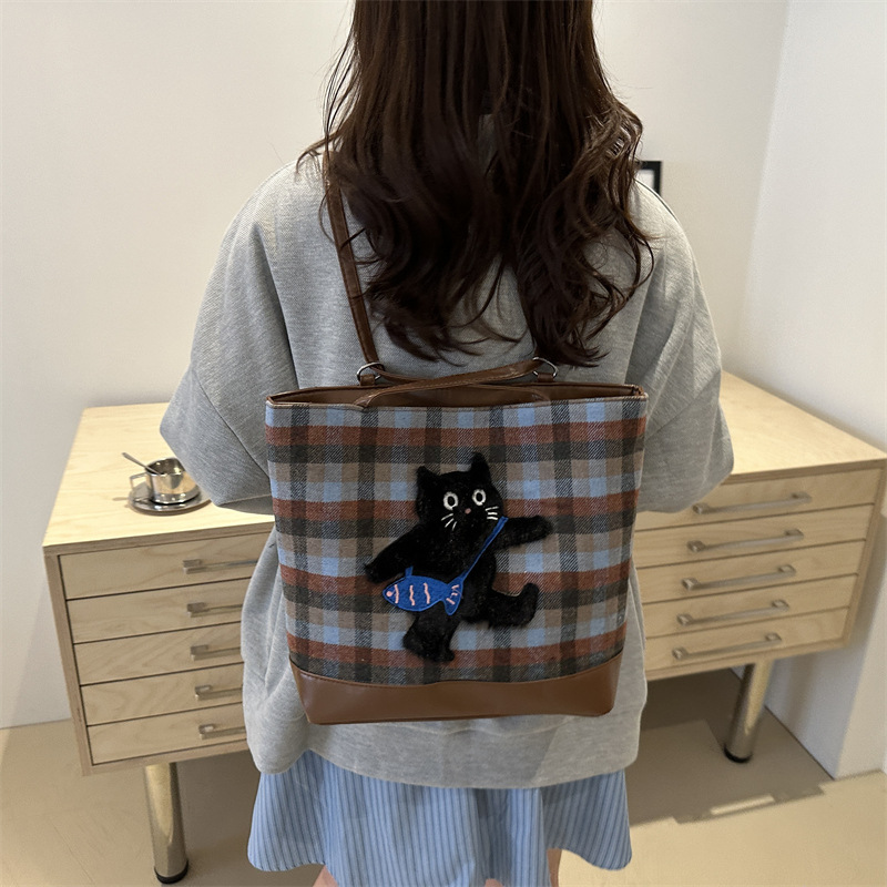 Bolsa de mochila retrógrada de tela de tela para mujeres 2024 nuevo otoño y invierno West Highland tote bolso de gran capacidad de ocio