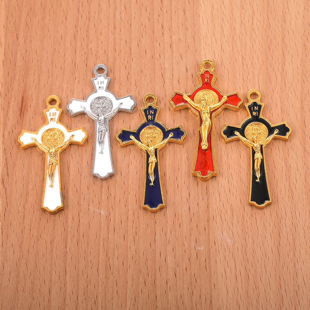 Cruces de metal collar pulsera accesorios DIY esmalte rosario colgante colgante adornos N venta caliente