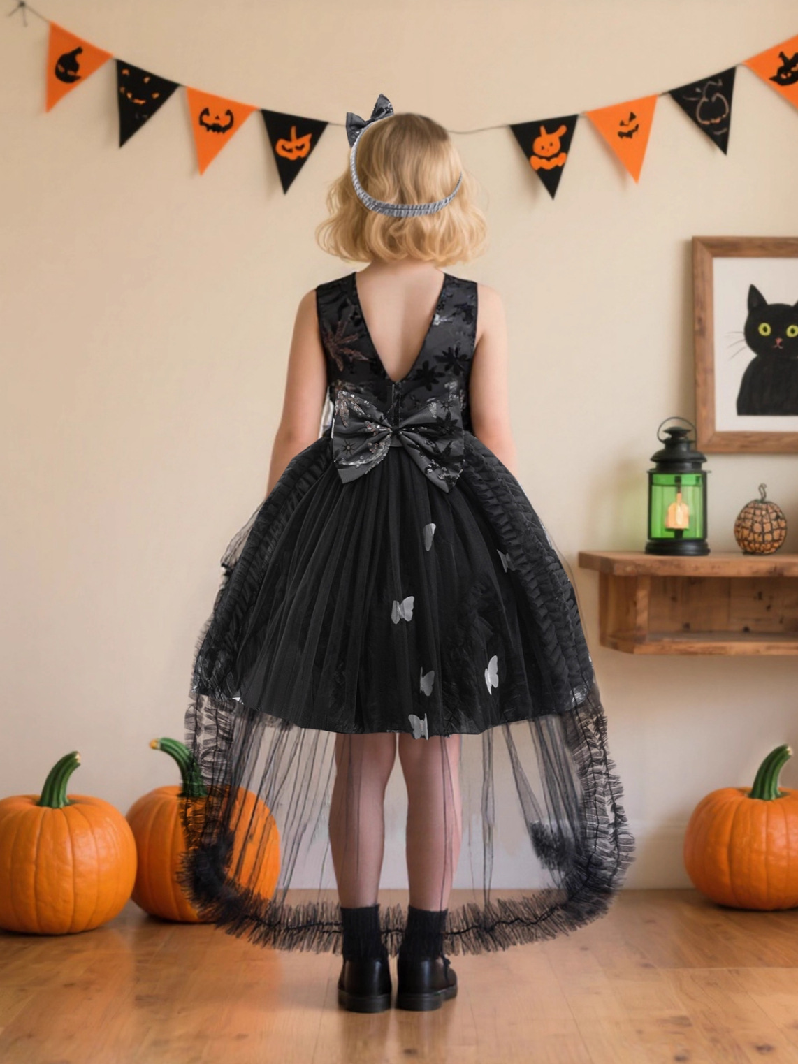Nuevos vestidos de niñas transfronterizos vestidos de princesa de Halloween vestidos de malla vestidos de cola