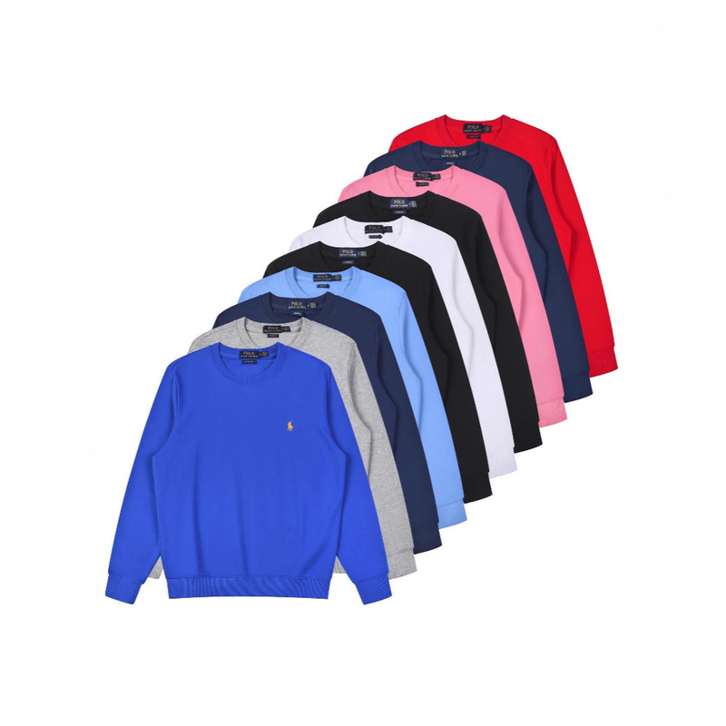 American Casual Autumn Polo Thin Long-Sleeve Sweatshirt Unisex Rl Crew Neck Pullover Solid Color Versatile Casual Top American Casual Autumn Polo Thin Long-Sleeve Sweatshirt Unisex Rl Crew Neck Pullover Solid Color Versatile Casual Top