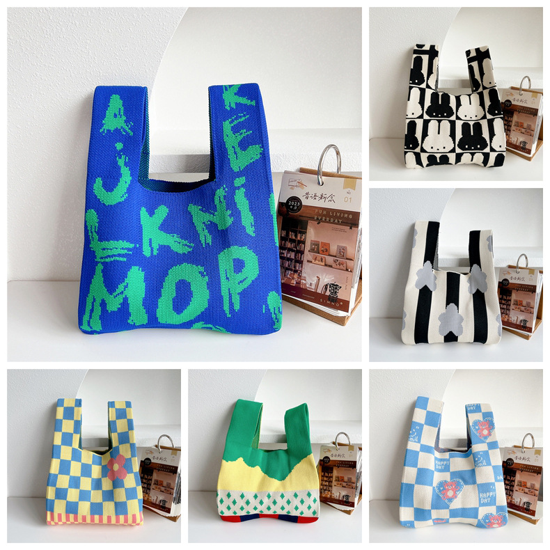 四季韩版时尚个性针织包包手拎包手提包手腕包遛弯逛街懒人背心包