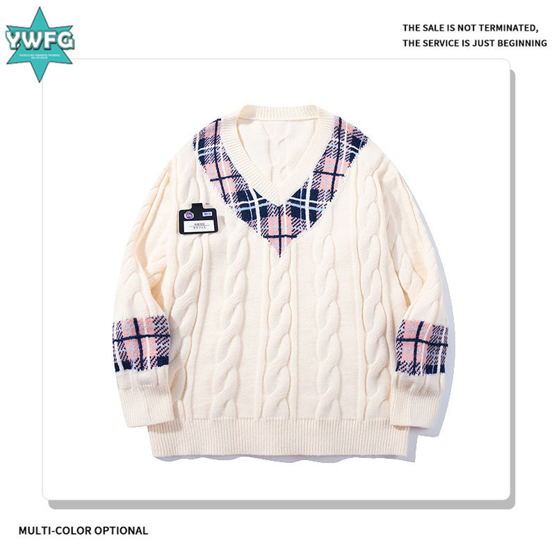 YWFG ropa de mujer americana retro estilo universitario 2025 Año Nuevo otoño superior versátil cuello redondo manga larga jersey