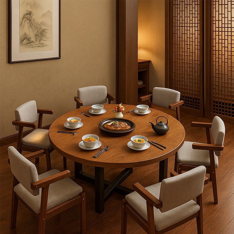 Chinese Large Round Dining Table 2025 New Round Dining Table Restaurant Table Hotel Table and Chair Combination 10-Person Commercial Table 3
