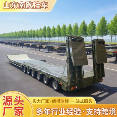 Hook-lift hydraulic heavy-duty low-flatbed semi-trailer, cargo platform trailer with overall lifting capability, 6-axle low-flatbed semi-trailer (Ağır yük qoşquları)