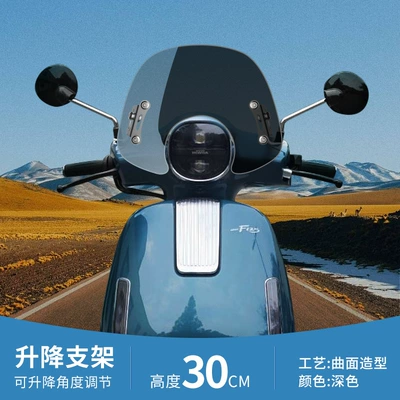 Suitable for Wuyang Honda F125 special windshield retro pedal motorcycle modified parts front windshield glass (Motorcycle front windshield) - 30cm-dark-windshield-stainless-steel-bracket