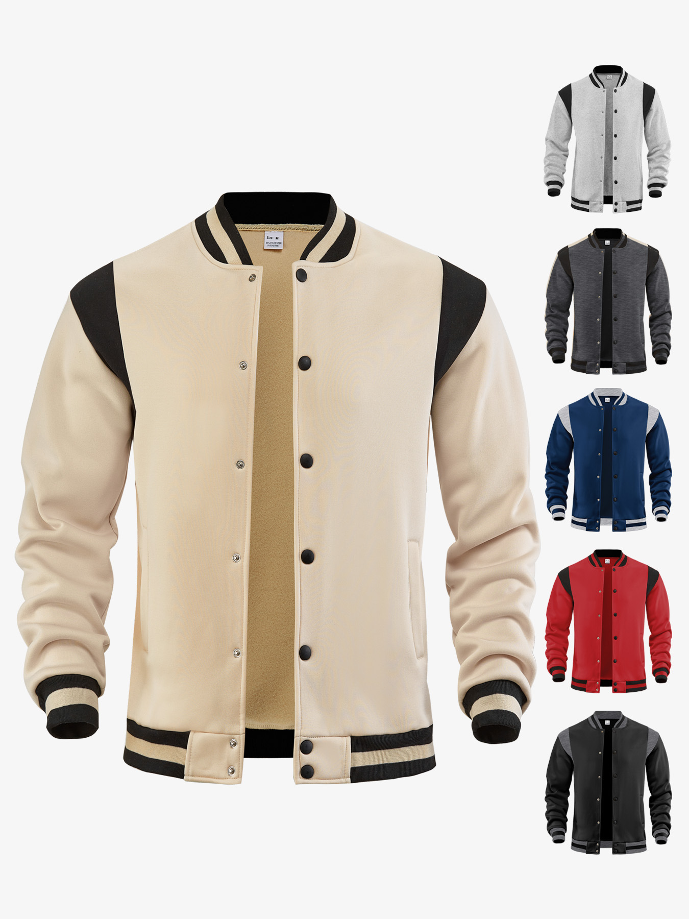 Herren Fleecejacke Mit Patchwork Im Lässigen Sportstil_voghion.com