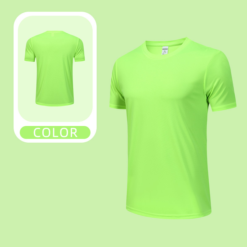 Camiseta deportiva deportiva deportiva de carrera masculina de manga corta de secado rápido transfronterizo Camiseta publicitaria con impresión LOGO Cuello redondo Camiseta de trabajo con mangas en T