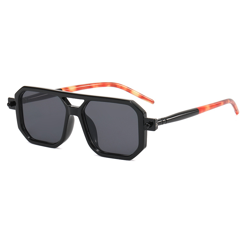 Retro Square Men's Sunglasses With Double Bridge Minimalist Style_voghion.com