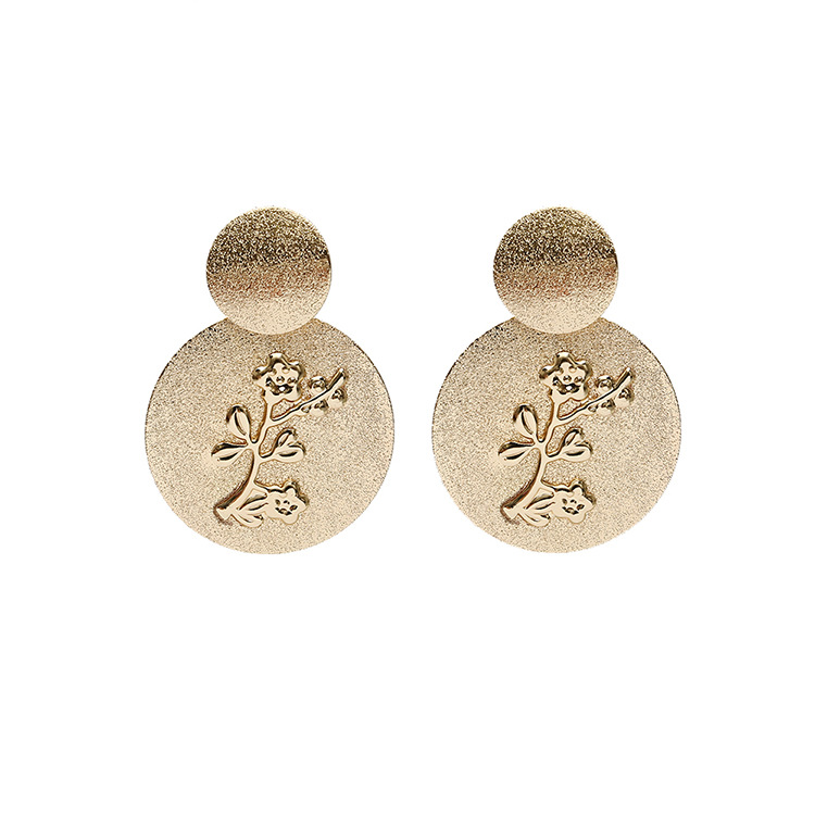 Fashion Disc Flower Inlaid Simple Alloy Earrings display picture 6