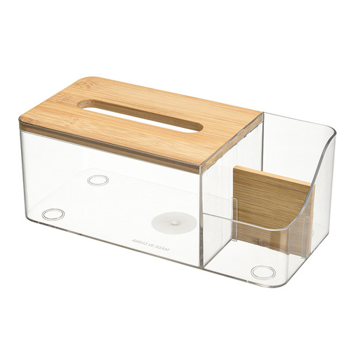 Cross-border tissue box transparent tissue box hotel bathroom living room advanced storage box creative solid wood paper tissue box