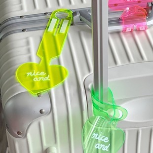 Pvc Fluorescent Heart Luggage Tag Suitcase Tag Boarding Pass Checked Suitcase Anti-Lost Label Identification Tag