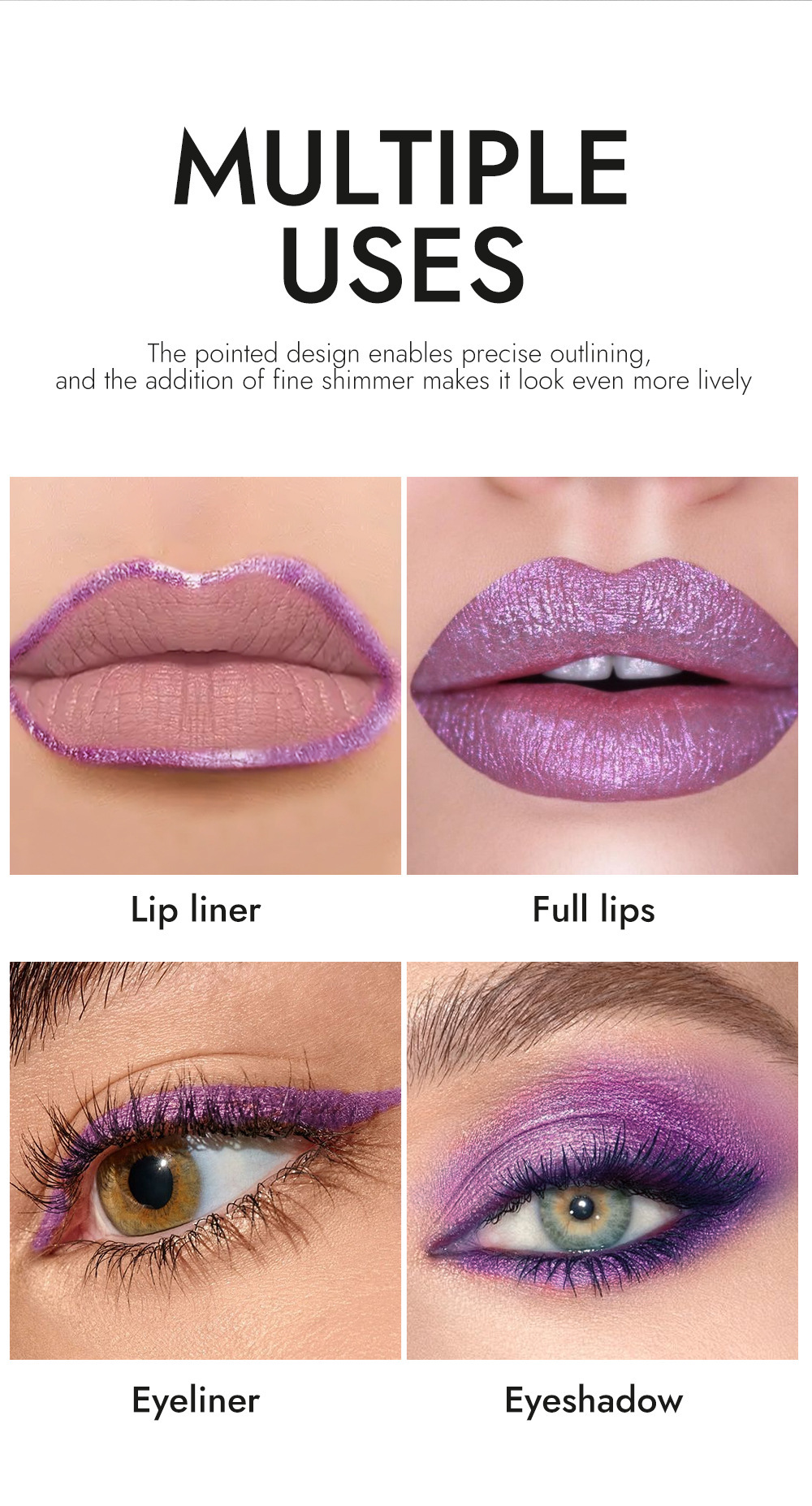 YOUNG VISION 6-color pointed-tip fine Sparkling Lipstick, multi-purpose facial pearlescent lipstick, Lip line, eyeshadow, eyeliner undefined