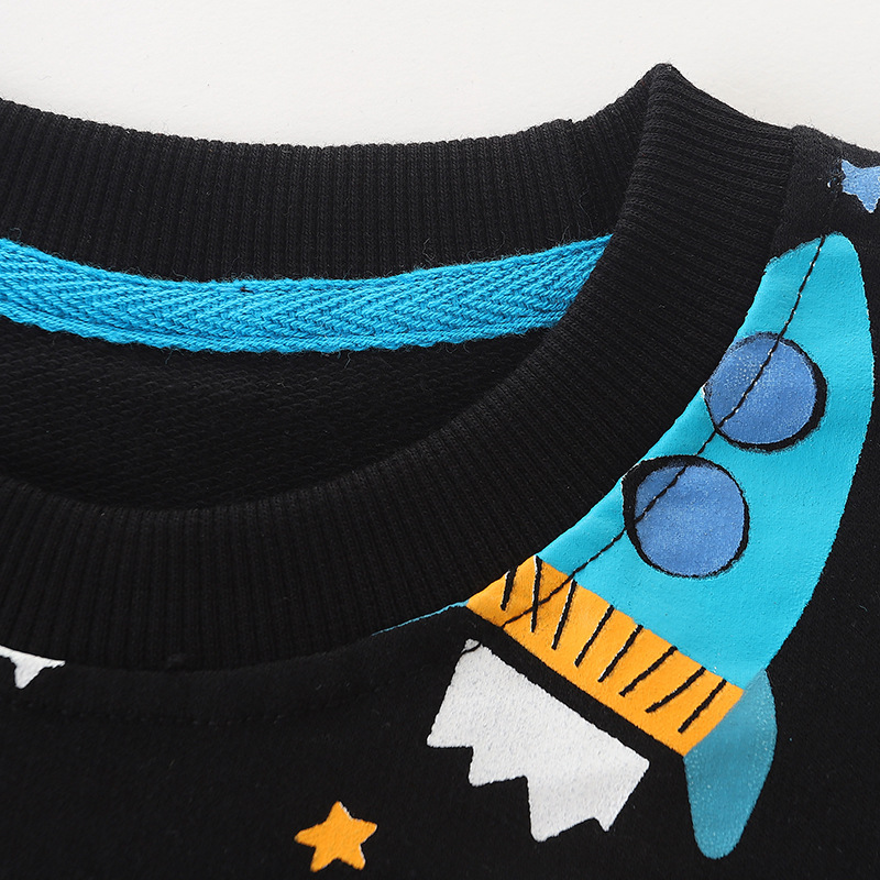 Otoño nueva sudadera para niños estilo europeo y americano dibujos animados impreso cuello redondo camisa de manga larga para niños jersey top lote mixto
