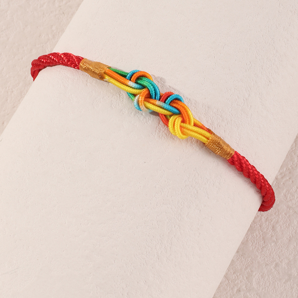 Simple Fashion Geometric Gradient Red Rope Adjustable Bracelet display picture 2