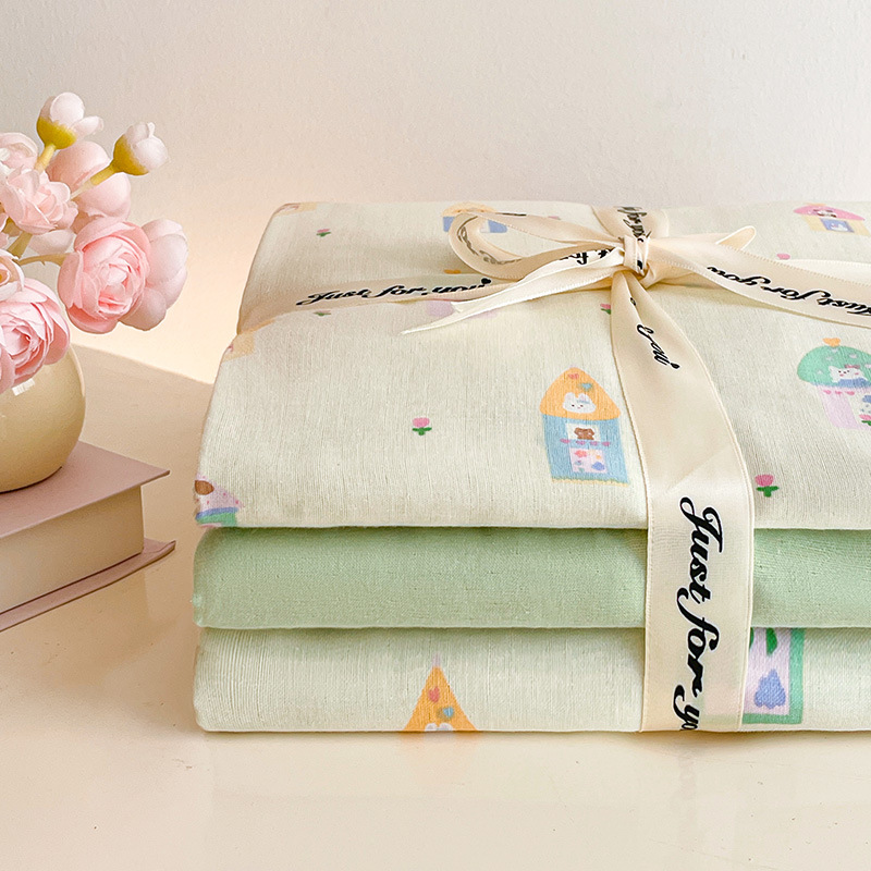 Nuevo juego de cuatro piezas de cama de hilo de doble capa Clase A, algodón puro, 2025, nuevo juego de sábanas con funda de edredón, ropa de cama de tres piezas