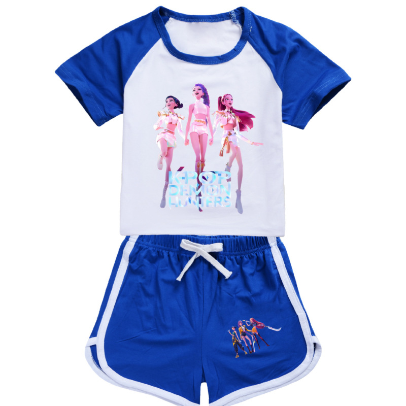 Kpop猎魔女团 儿童夏天短袖短裤运动套装 4839|undefined