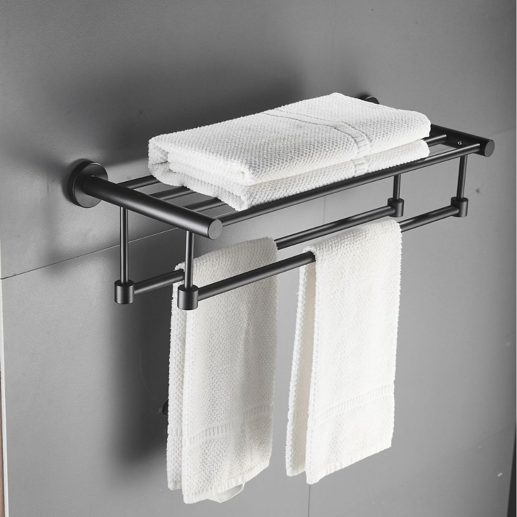 跨境浴室壁挂式毛巾架定制304不锈钢拉丝浴室置物架厕所浴巾挂架|ru