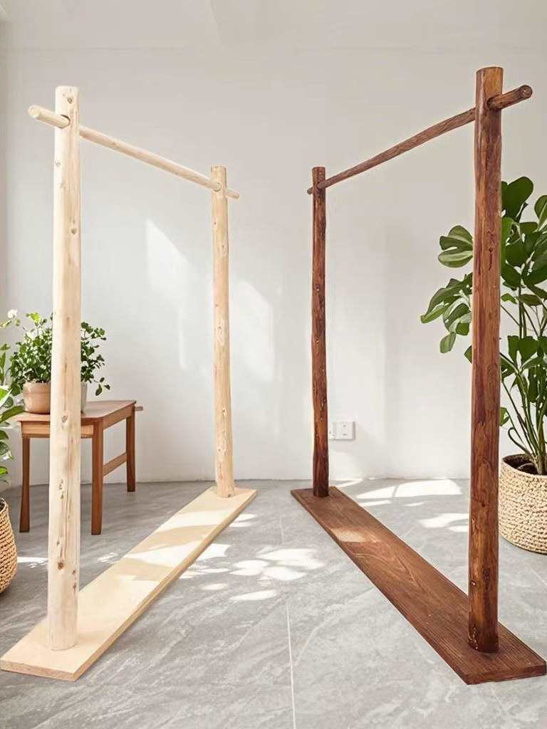 Chinese Solid Wood Clothing Store Solid Wood Clothes Hanger Simple B&B Bedroom Clothes Hanging Rod Floor-Standing Coat Rack Display Rack
