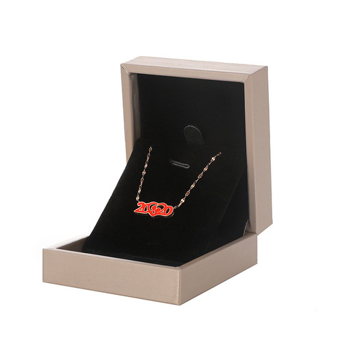 Light Color Accessory Jewelry Box, Gold High-Grade Brushed Leather Gift Box for Necklace Earrings Ring Dropshipping Box