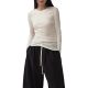 American Style Hot Girl Design Pleated Stacked Long-sleeved T-shirt Women's Retro Slim-fit Slimming Skin-friendly Texturized Base Top