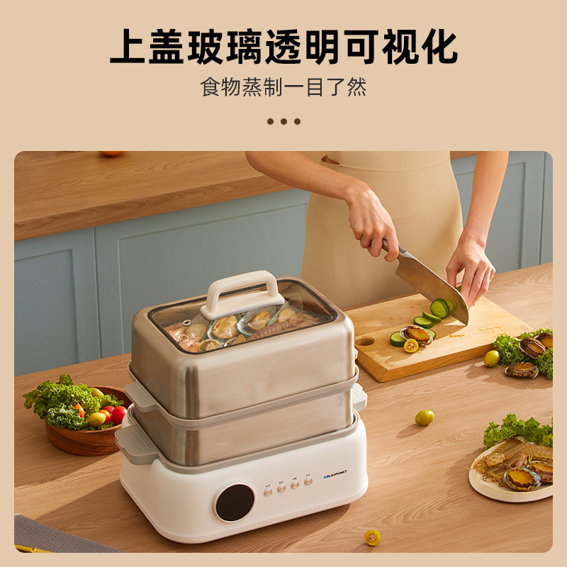 German Blue Diamond Stainless Steel Electric Steamer, Multifunctional Home Steaming Pot, Automatic Scheduling Steam Pot