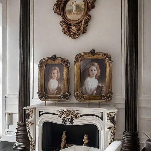 Directly supplied resin creative European retro French literary home decoration ornaments golden carved combination table photo frame