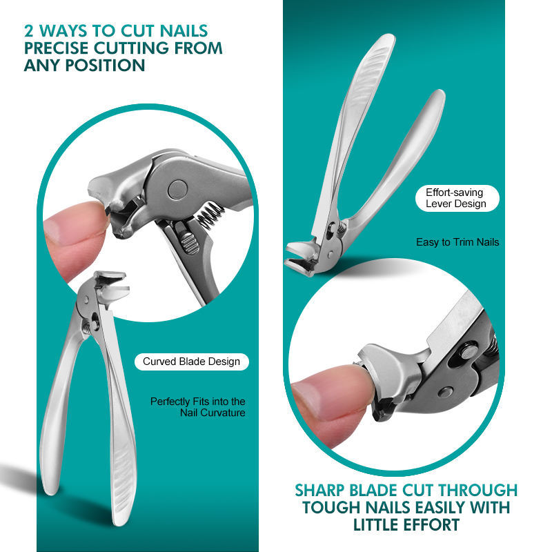 Cross-Border Stainless Steel Anti-Splash Nail Clipper with Large Opening for Ingrown Nails, Portable Pedicure Nail Groove Strong Scissors Nail Clippers