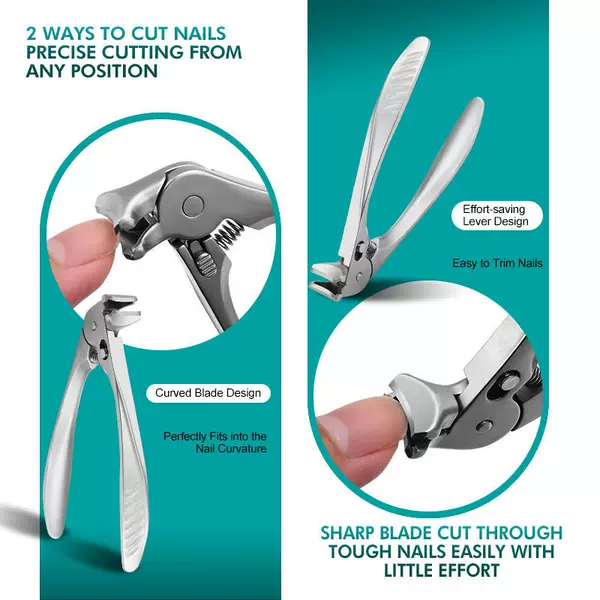 Cross-Border Stainless Steel Anti-Splash Nail Clipper with Large Opening for Ingrown Nails, Portable Pedicure Nail Groove Strong Scissors Nail Clippers