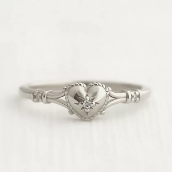 Sanjie Simple Fashion Heart-shaped Women's silver Ring Ins Internet Celebrity Wear Accessories Love Jewelry Factory Outlet
