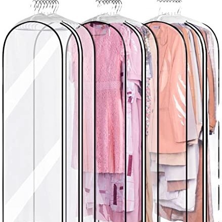 Cubierta de polvo de ropa colgando bolsa de ropa transparente bolsa de traje cubierta de ropa a prueba de polvo bolsa de cremallera completa para almacenamiento de armario