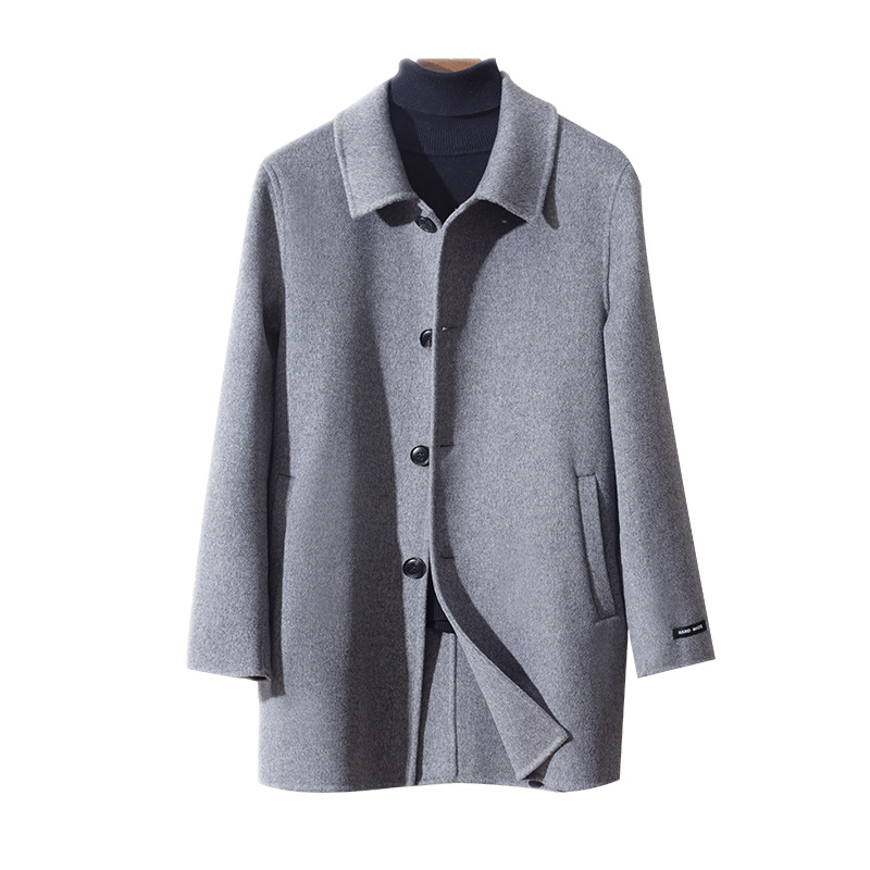 100% lana australiana de doble cara chaqueta de hombre de una sola fila de chaqueta simple chaqueta de negocios chaqueta de tamaño largo