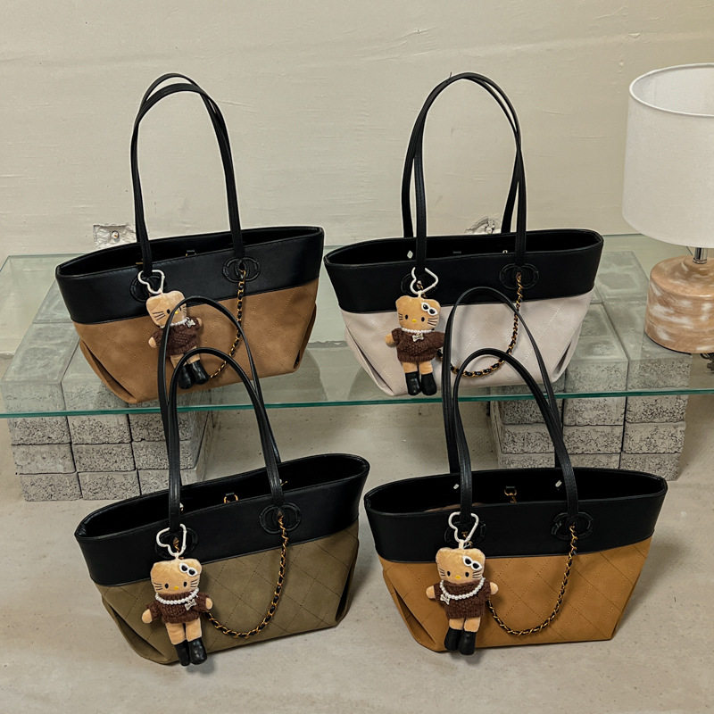 Túi tote nữ da PU cao cấp thiết kế tối giản dáng shopping bag dung lượng lớn đi làm — Màu vàng nâu không có mặt dây chuyền, Màu xanh lá cây không có mặt dây chuyền, Màu xám không có mặt dây chuyền, kaki không có mặt dây chuyền chi tiết 1
