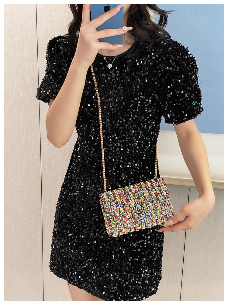 Cross-border bag bestsellers: Women's bag, chain, super shiny diamond-encrusted small square bag, crossbody bag, fashionable and versatile, socialite dinner bag undefined