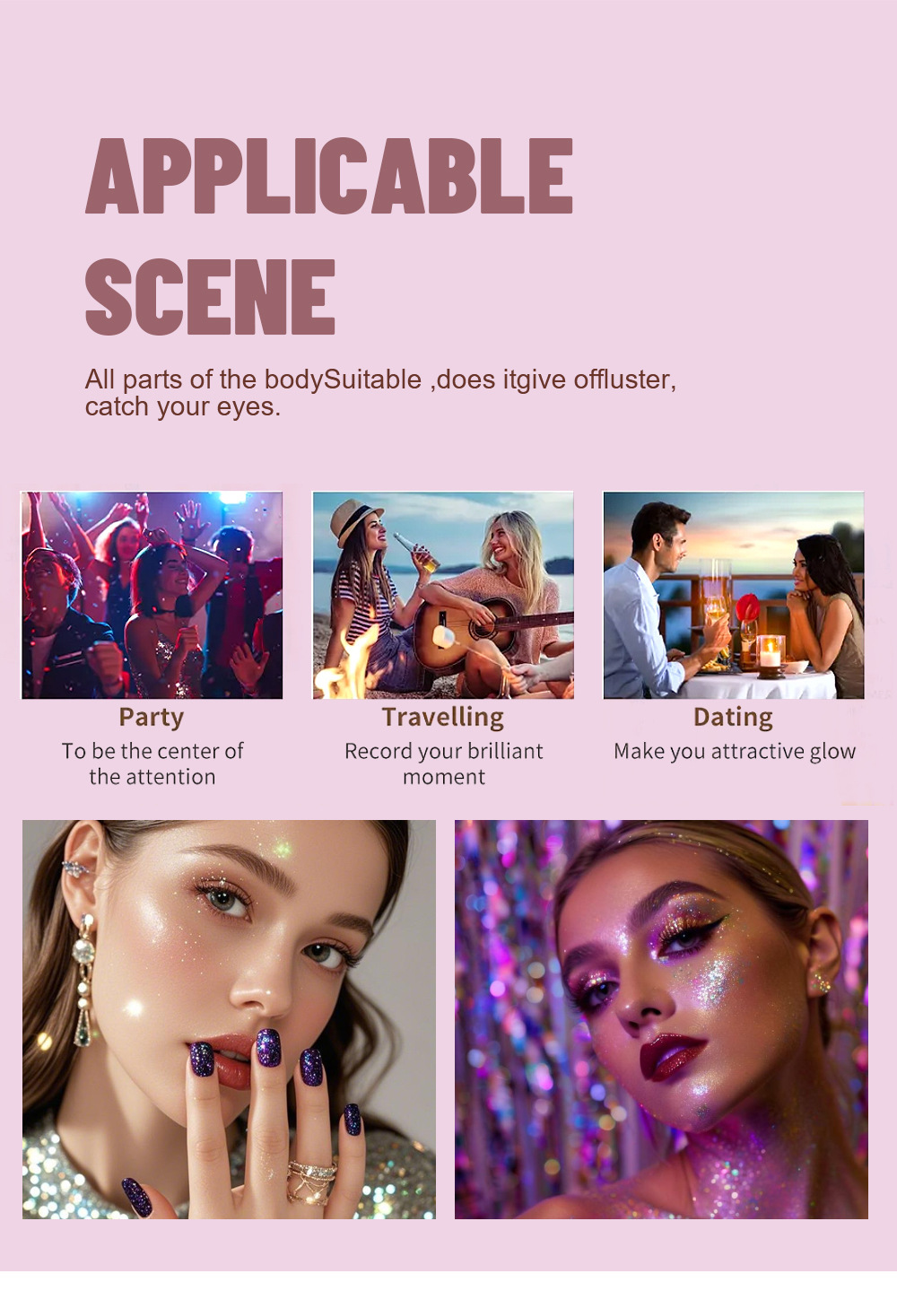 Glitzerndes Highlighter Puder Spray Für Gesicht Und Körper_voghion.com