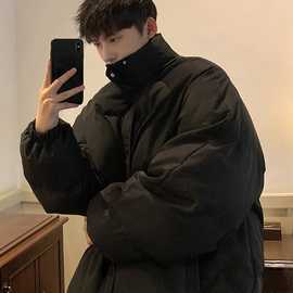 男士羽绒服冬季加厚2025新款潮衣无帽立领面包服韩版潮流外套