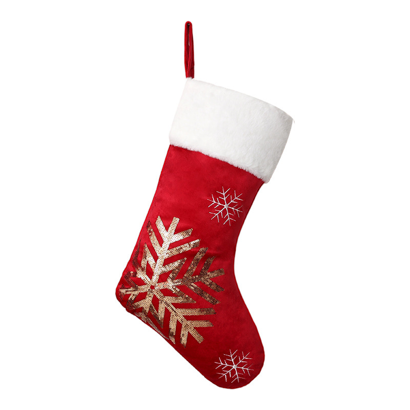 Cross-border Christmas decorations, Christmas stocking pendants, gift bags, golden elk snowflake embroidery Christmas tree pendants