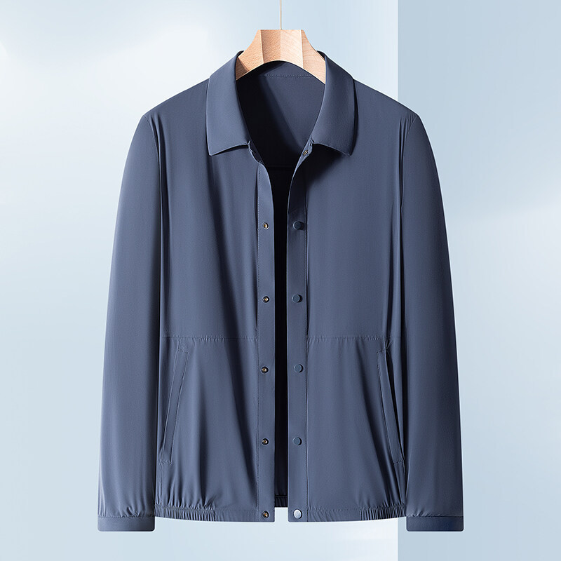 Spring and Summer Thin Lapel Sun Protection Jacket 2025 Men's Business Executive Ice Silk Breathable Pure Jacket Middle-Aged Cross-Border